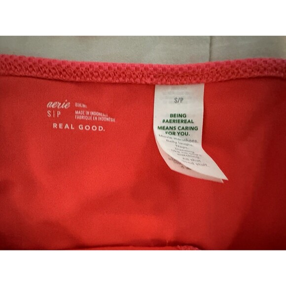 AERIE Bikini Set Hot Pink Triangle Top Full Coverage Bottom SMALL NWT - Picture 5 of 8